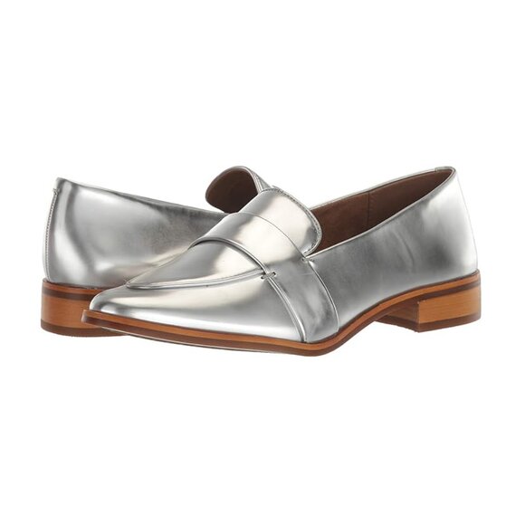 Aerosoles Eden Loafers Flats Low Heel Metallic Silver Comfortable Work Office - Picture 6 of 7